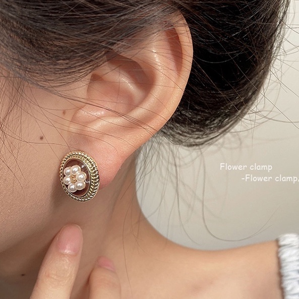 Anting Pejantan Mutiara Vintage Korea Anting Berlian Wanita 2023an Anting Mutiara Lingkaran Geometris Baru