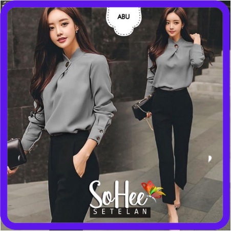Setelan Wanita Kekinian Terbaru 2021 Setcel Stelan Celana Panjang Kerja Formal Kantor Kantoran Korea