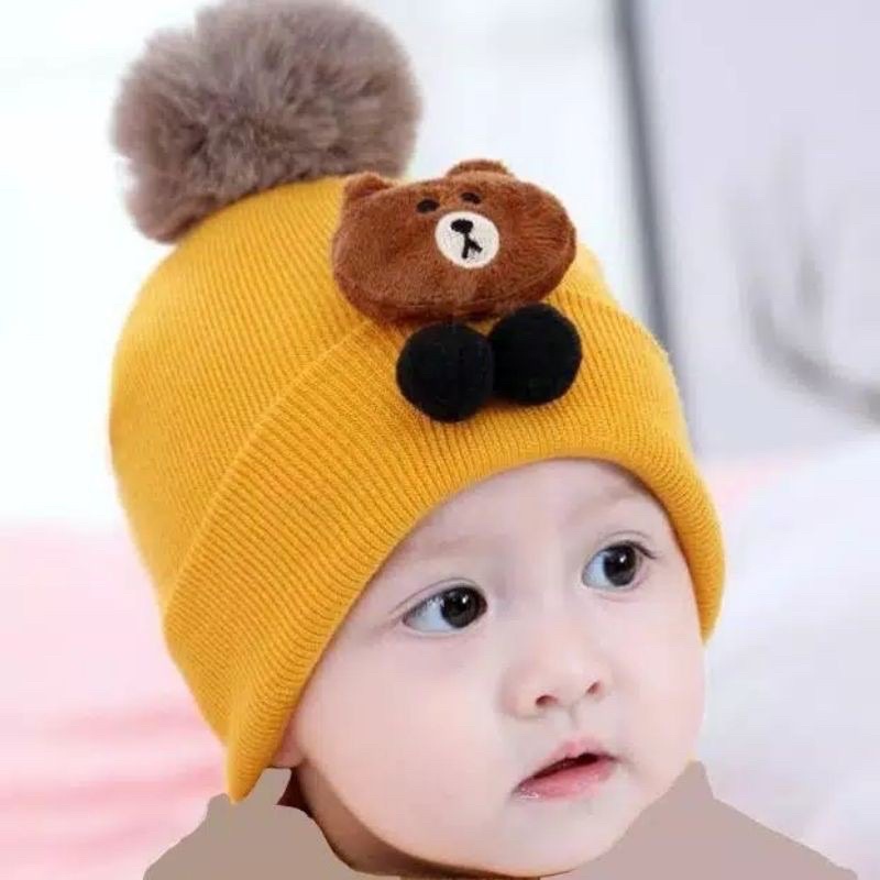 Topi Bayi BONEKA BEAR/ Kupluk Boneka (0-3Thn)