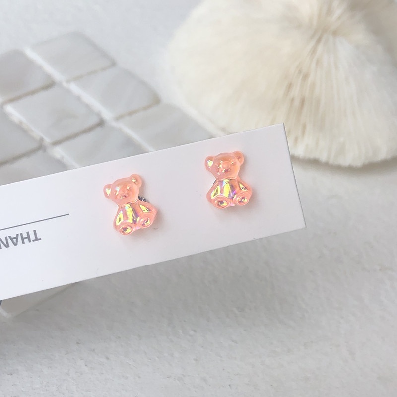1 Pasang Anting Stud Desain Kartun Beruang Warna-Warni Permen Bahan Resin Untuk Anak Perempuan-#7
