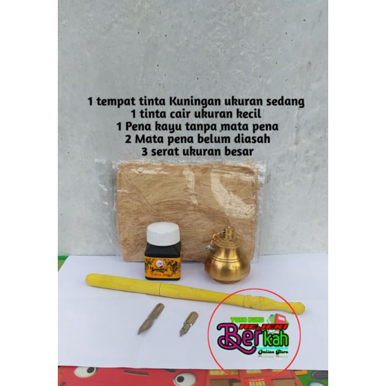 

satu set paket hemat peralatan menulis lengkap Pena kayu tutul pena celup mata pena Bak tinta celup tinta yamura serat ares aras mata pena khot kalam qalam