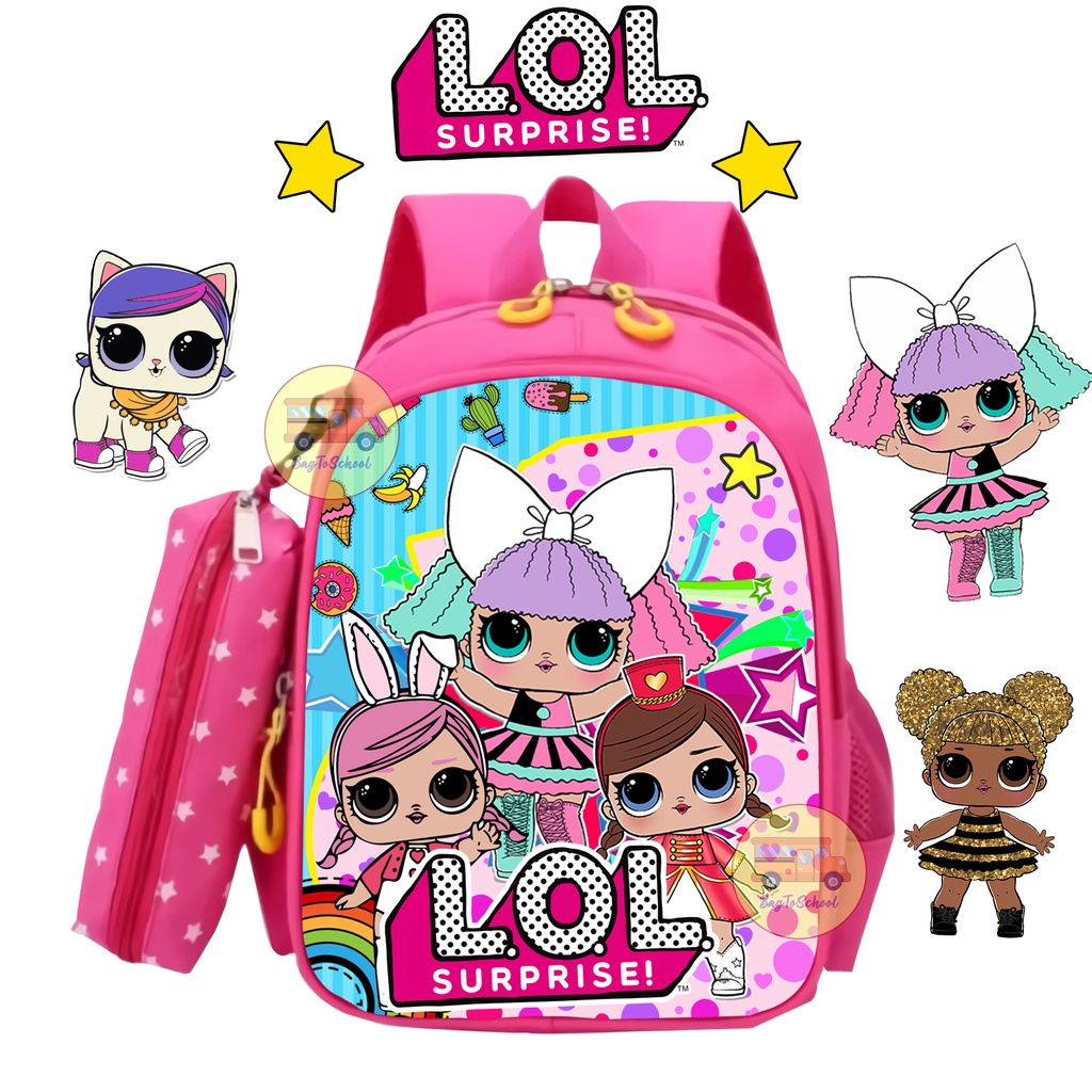 Tas ransel sekolah anak perempuan karakter Lol pul STRIP trendy kekinian