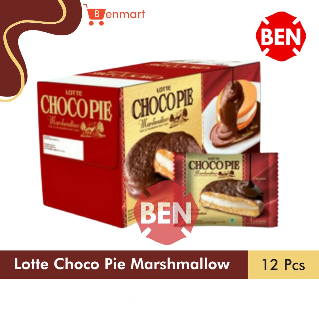 

Lotte Choco Pie Marshmallow 1 Pak Box 12 Pcs 28g 28gr Chocopie Coklat