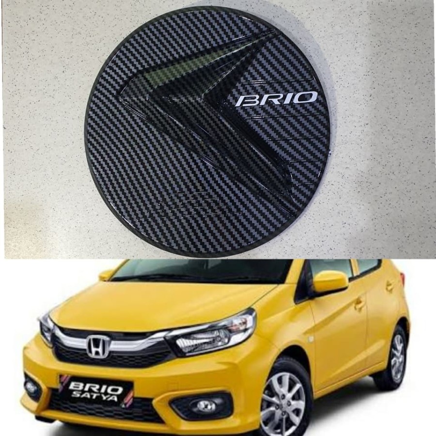 Tank cover/tutup tangki aksesoris mobil BRIO warna carbon