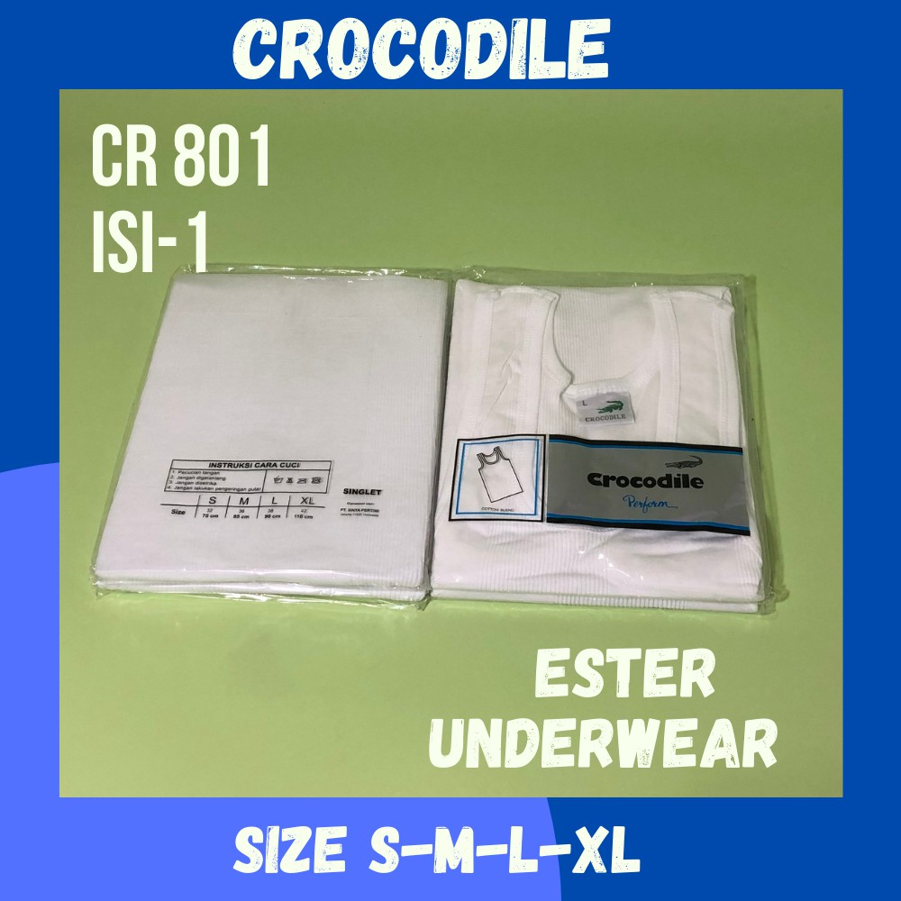 Singlet salur Crocodile CR801 Putih Isi 1pcs