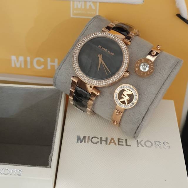 Jam Tangan Wanita Cantik Merk Michael Kors Type MK6414 Komplit Gelang Original