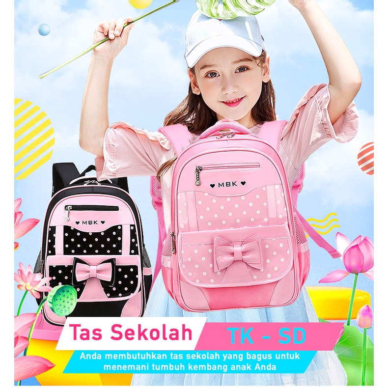 LNR Shop S-001 S-002 S-003 S-007 S-008 Tas Sekolah Import Anak Perempuan TK - SD Kelas 1 2 3 4 5 6 Ransel School Bag Anak Tahan Air Bahan Polyester Ringan Lembut Nyaman Sekolah Dasar Taman Kanak Cewek Playgroup Pre-K K1 K2 Kindergarten Tas Punggung