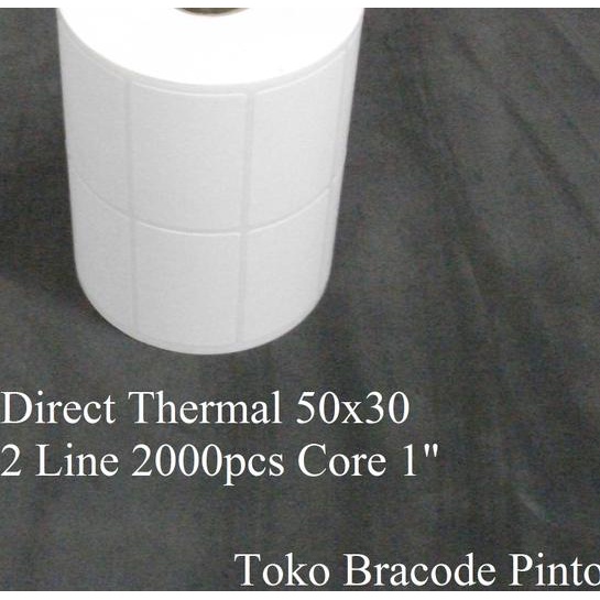 

➺ 50X30mm 2Line 2000pcs Gap Core 1" Direct Thermal,Label Stiker Bare ➨