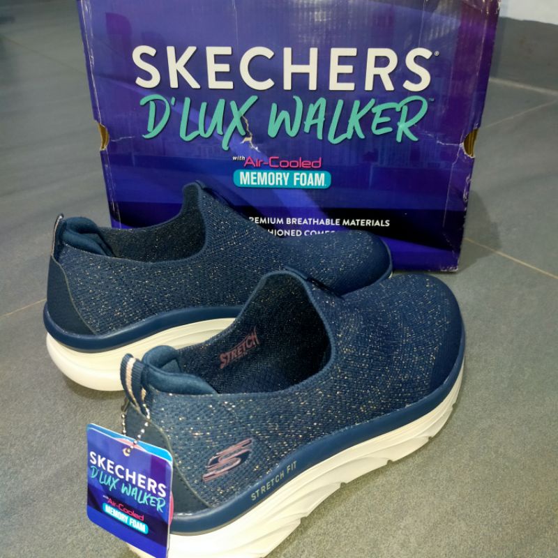 SEPATU WANITA SKECHERS D'LUX WALKER 149310/NVRG ORI