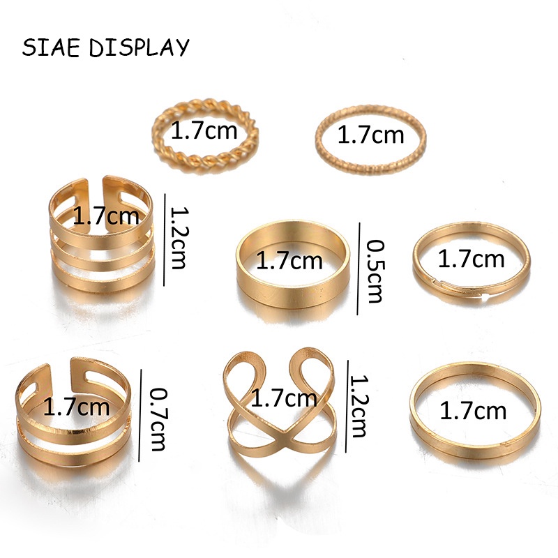 8 Pcs/set Retro Multi-Lapisan Pembukaan Cross Cincin Wanita Fashion Perhiasan Hadiah - PD