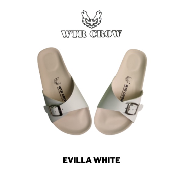 Sandal Selop Wanita Kekinian, Sandal Slide Wanita Santai, Sandal Wanita Slide Slip on, Putih, EVILLA