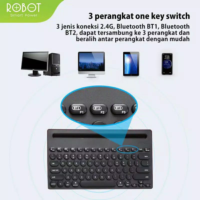 Robot KB10 Multi Device Connection Bluetooth Wireless Keyboard