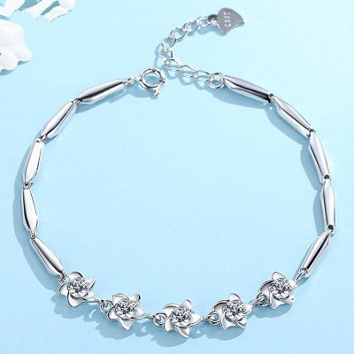 Gelang Bahan Stainless Steel S295 Sterling Silver Bentuk Kincir Angin Bintang Laut Gaya Korea