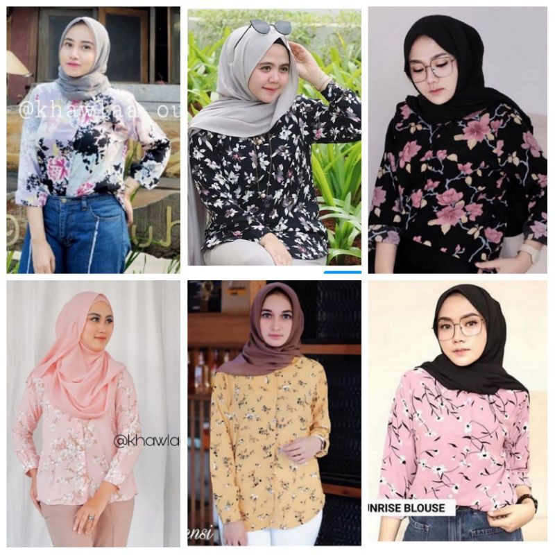 PATTERN SHIRT KEMEJA MOTIF WANITA LENGAN PANJANG BAJU WANITA MUSLIM BISA COD KEMEJA MOTIF PANJANG
