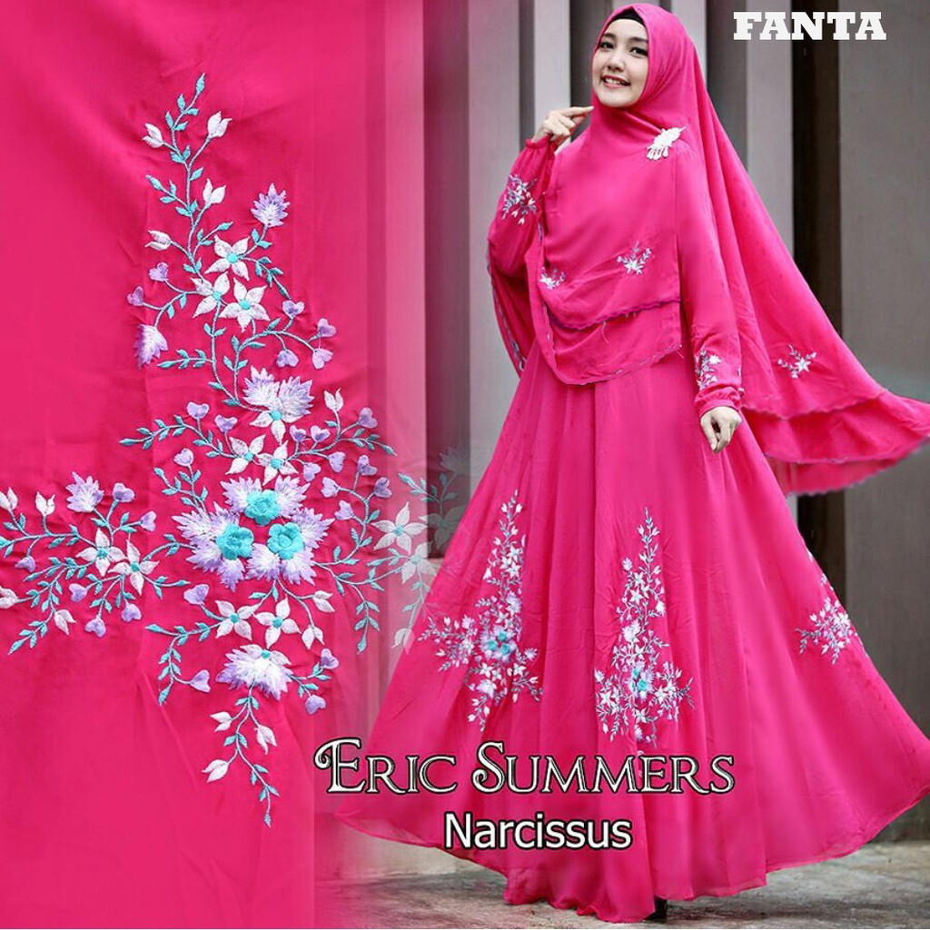 HOPYLOVY - Gamis Syari Wanita Bahan Jersey Narcisus