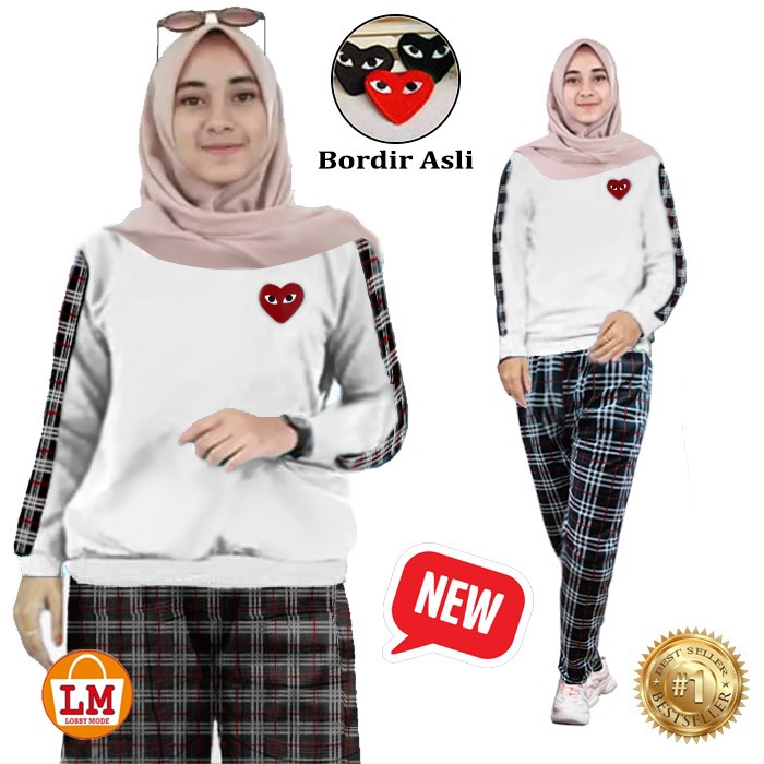 LM 10664 10668 10672 Setelan Baju Olahraga Senam Training Wanita Newplay Casual TERMURAH TERLARIS-Putih