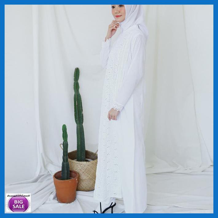 Simagwanita- Gamis Putih Katun Jumbo/Baju Haji/Gamis Ihrom/Perlengkapan Haji #9696 - Putih, 2L -Ori.