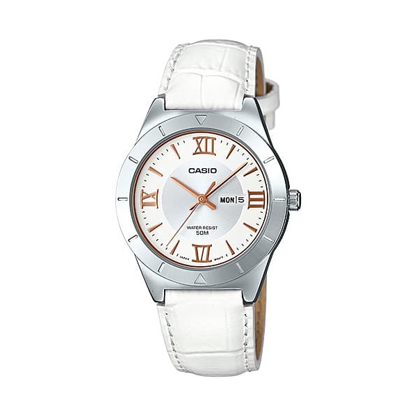 Casio Analaog Jam Tangan Wanita Kulit Putih LTP-1410L-7A1 Original