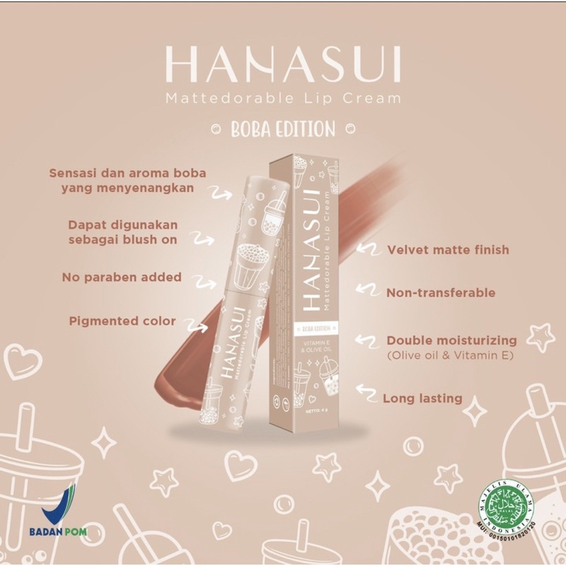 Hanasui Mattedorable Lip Cream BOBA EDITION