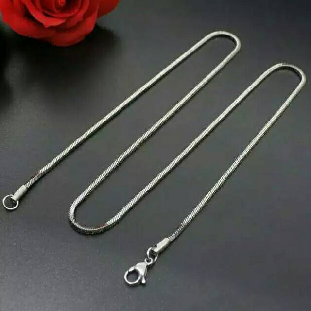 KALUNG TITANIUM KOTAK 45 50.60.75 CM PRIA - WANITA