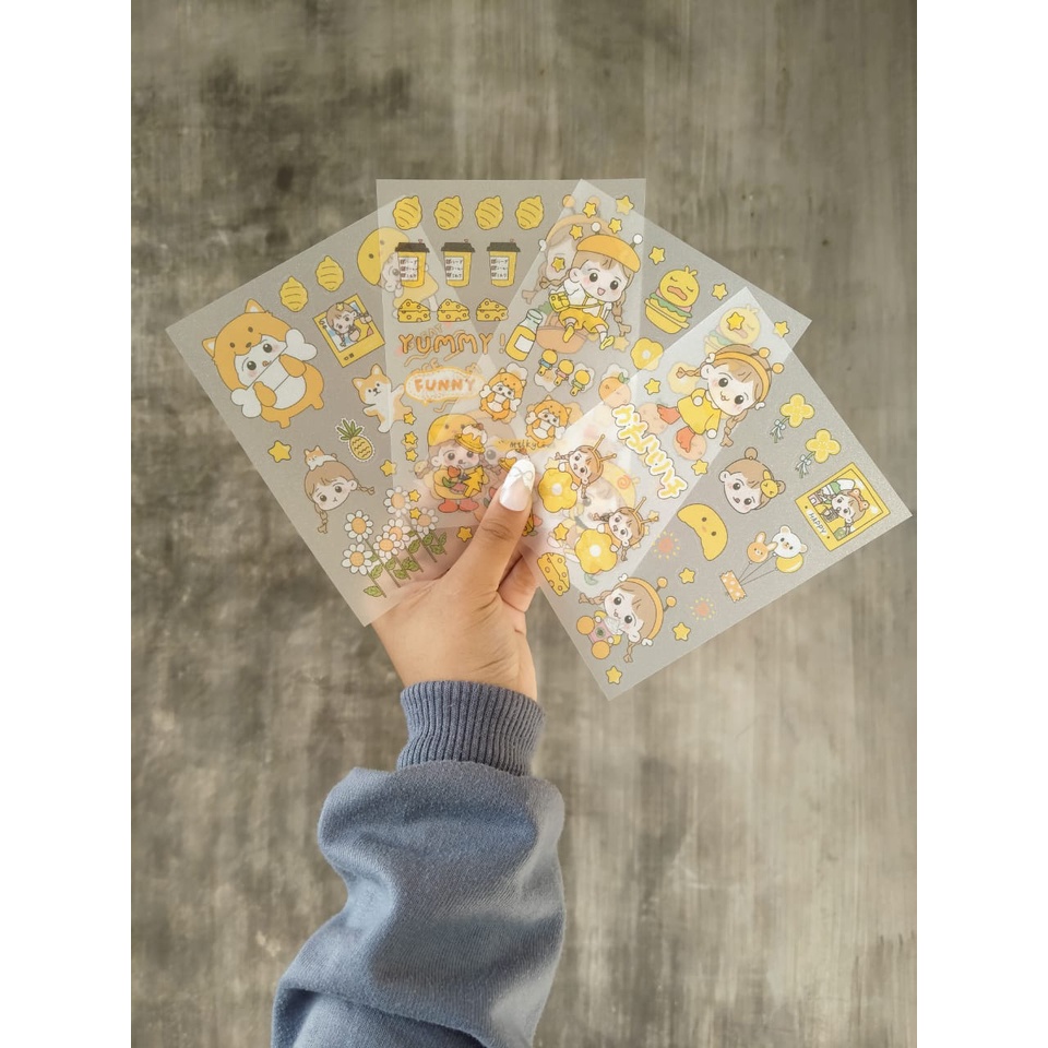 

[Canaya] Sticker Sheet Yellow Baby Series|| Sticker PET glitter kisscut || bujo || Deco || Aesthetic || Journal || Dekorasi