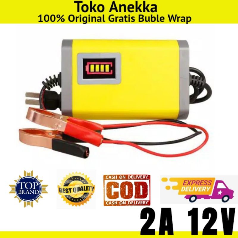Jual NEW VOLTECH Charger Aki Motor Mobil 12V 2A Cas Accu Portable