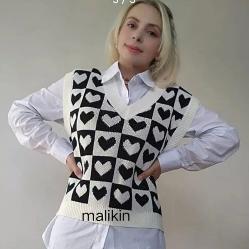 VEST LOVE / ROMPI LOVE KNIT / Best Seller Vest Rompi Rajut / Atasan Wanita Rajut / Knit Vest Love / Rompi Rajut Wanita / Vest Korea / Rompi Rajut Wanita Love / Korean Knit Vest / Rompi Terlaris / Vest Kekinian