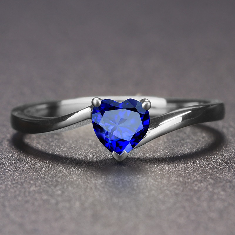 Cincin Sterling Silver 925 Dengan Batu Zircon Kubik Bentuk Hati Untuk Wanita
