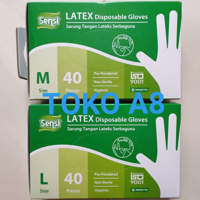 OPEN RESSELER Sensi Hand Gloves Latex (40) Sarung Tangan Latex Sensi Gloves 40 Pcs