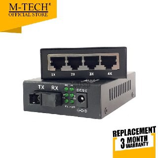 M-TECH ORIGINAL Fiber Media Converter 4 Port Fiber Ethernet Transceiver 100Mbps 20km