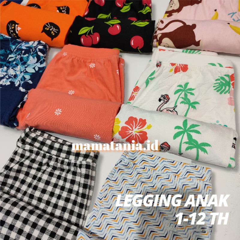 Grosir Lejing Legging Anak Perempuan Celana Panjang Cewek Polos dan Motif Usia 1-12 Tahun