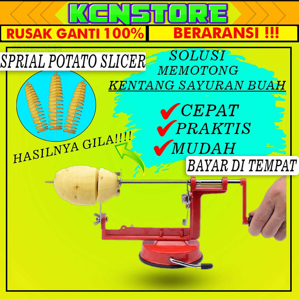 ALAT PENGUPAS KENTANG SPIRAL ALAT PEMOTONG KENTANG SPIRAL POTATO SLICER ALAT KENTANG SPIRAL