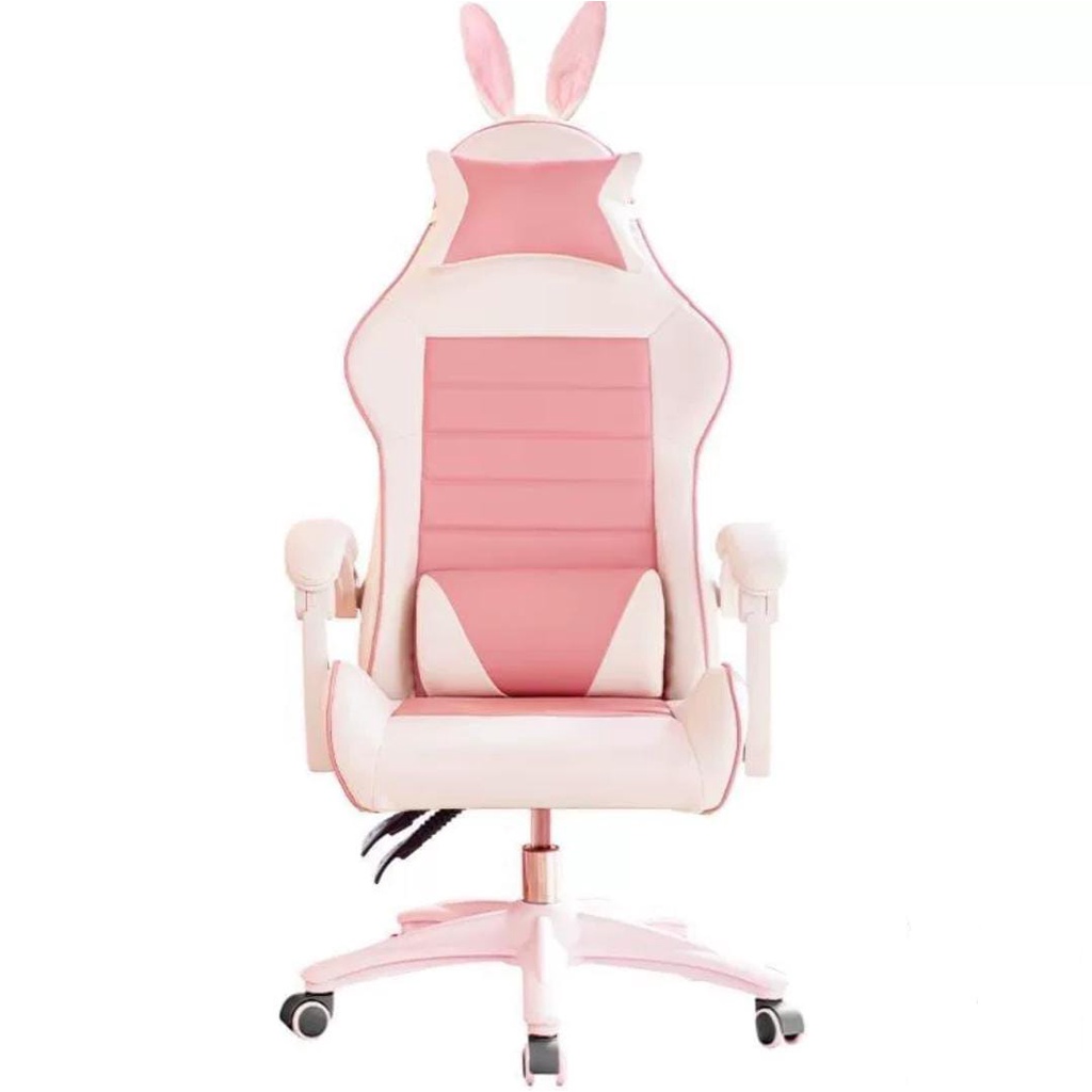 Bangku Gaming Kursi Gaming Chaho Chair Kursi Kerja Hidrolik Horizontal Footrest Kursi Balap-222 Pink Non Foot