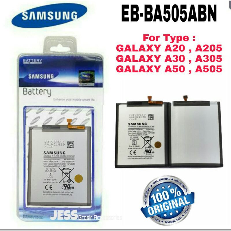 Baterai Original Samsung Galaxy A20 , A205 , A30 , A305 , A305F , A50 , A505 , A505F EB-BA505ABN