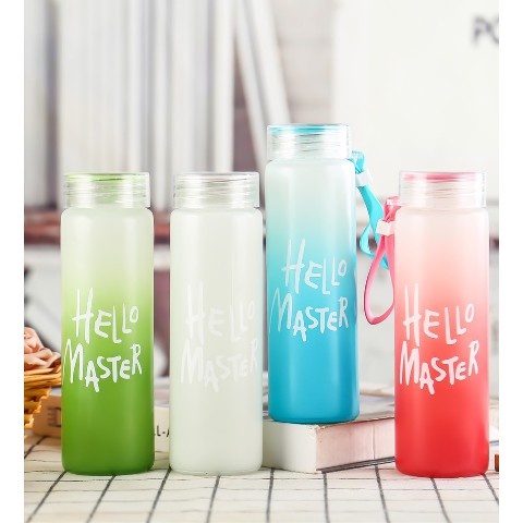 Botol Minum Kaca Glass Hello Master 450ML Botol Minum Kaca Korea Unik