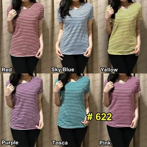 BESS - Kaos Salur Lengan Pendek / Kaos Stevia Top Lengan Pendek