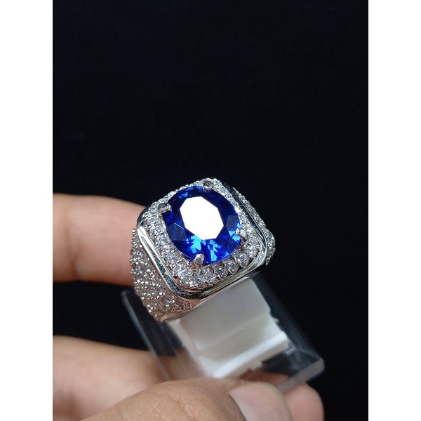 CINCIN BATU KING BLUE SAFIR CATAM TOP QUALITY SIAP PAKAI