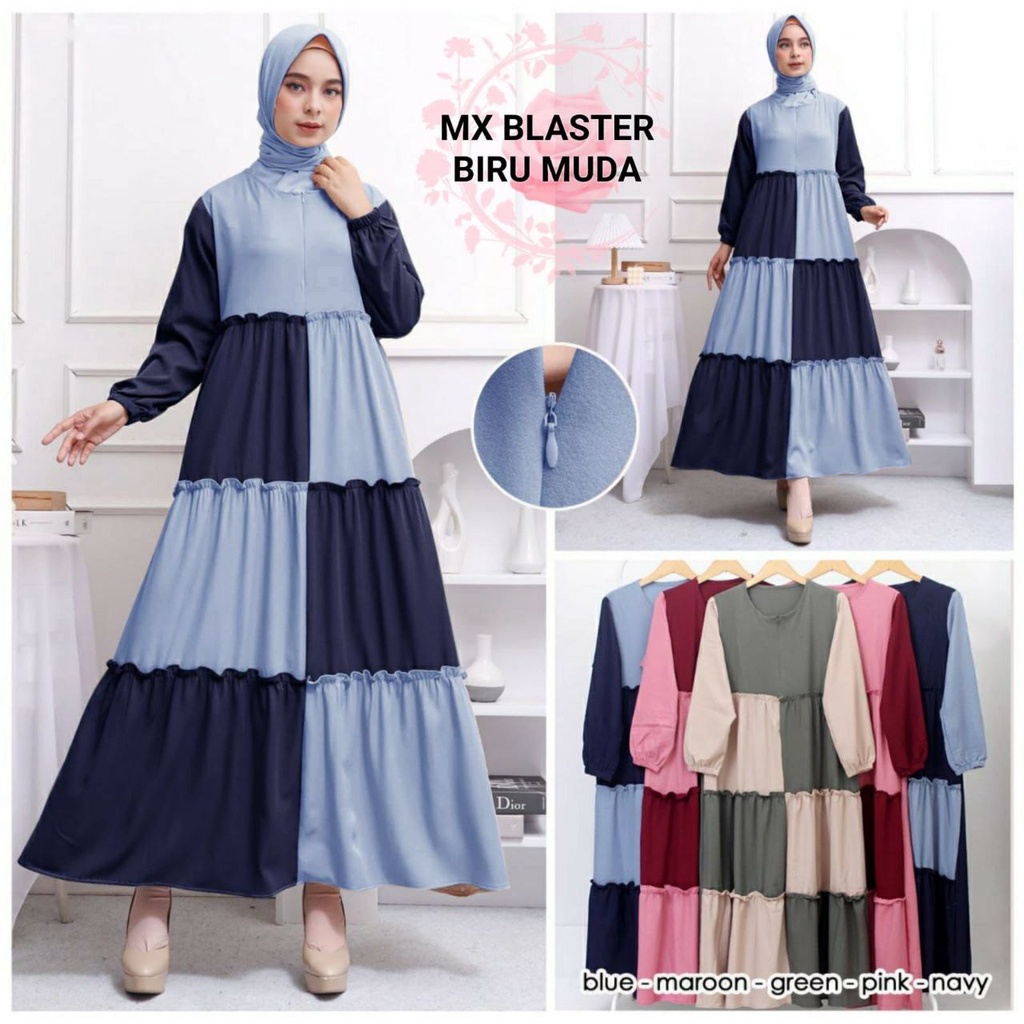 MX BLAZTER GAMIS KOMBINASI FASHION WANITA TERBARU TERLARIS / DRESS MUSLIM / PESTA