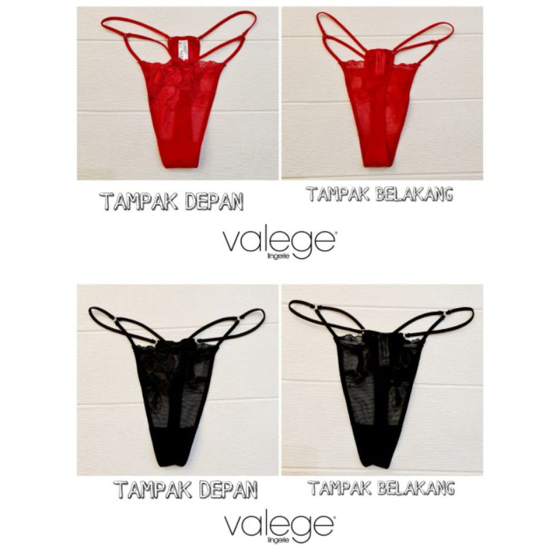 VALEGE LINGERIE THONG MESH FLOWER