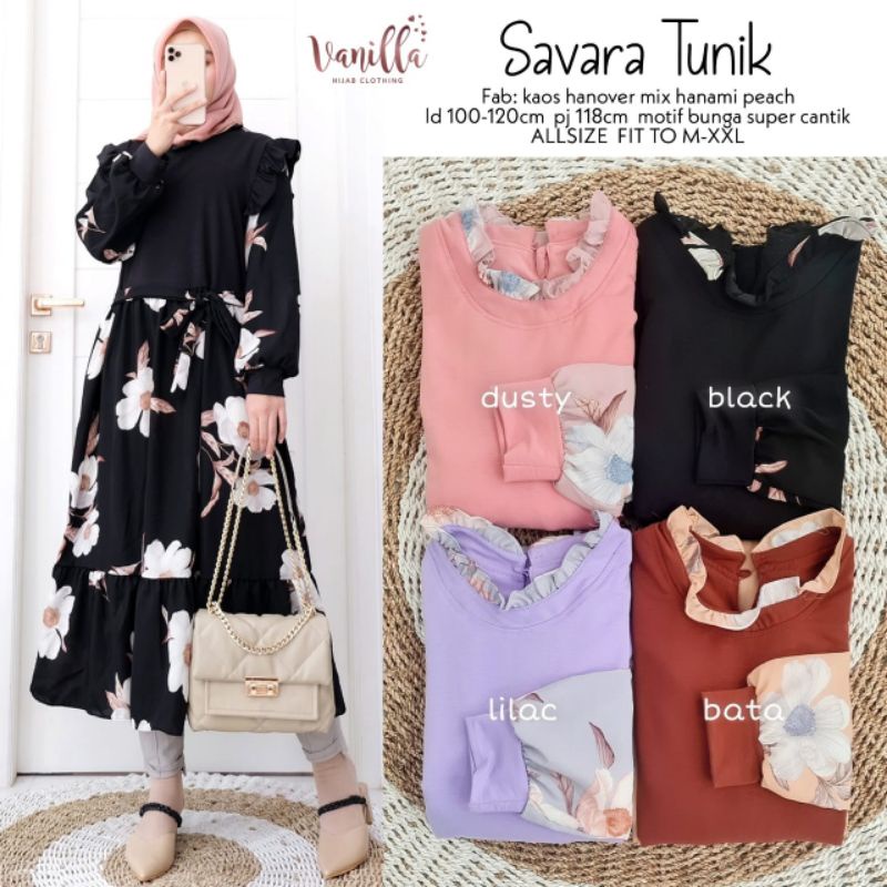 SAVARA TUNIC ORIGINAL VANILLA HIJAB FASHION MURAH SOLO SPASSY UWAIS NALA SHOFIYA EDELWAIS