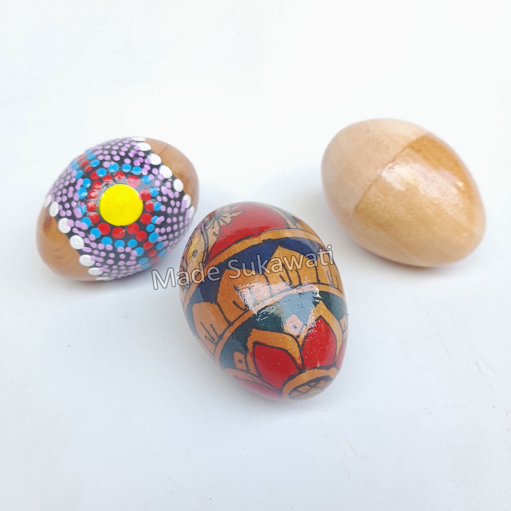 Alat musik marakas shaker telur stik maracas kayu lukis mainan anak