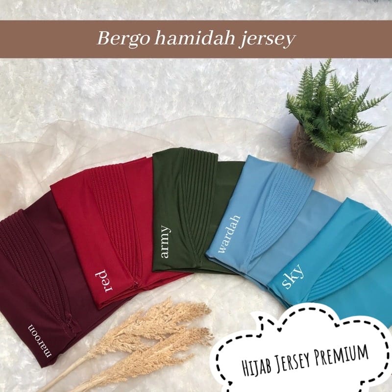 (GROSIR) Jilbab bergo Hamidah Jersey ped jumbo L | Hijab Jersey Ukuran L