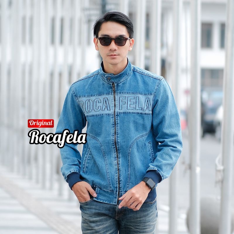 JAKET JEANS ROCAFELA ORIGINAL / JAKET BOMBER PRIA