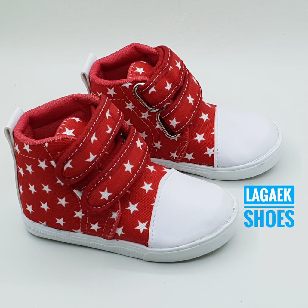 Sepatu Anak Boots Usia 2 Tahunan MERAH Bintang - Sepatu Anak Boots Star Size 25