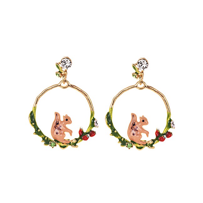 LRC Anting Tusuk Fashion Alloy Circle Kangaroo Earrings F6340X