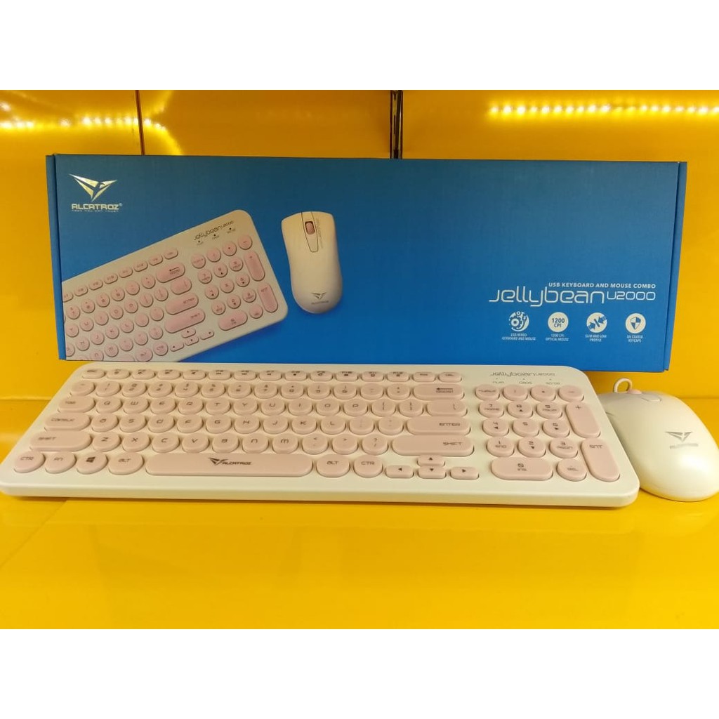 Keyboard Mouse Alcatroz Jellybean U2000 Combo USB Wired 1200CPI