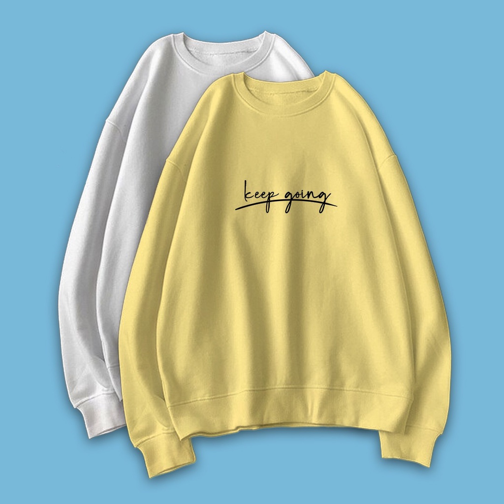 SWEATER WANITA KEEP GOING / PAKAIAN WANITA ALA KOREA / CREWNECK WANITA FLEECE TEBAL LEMBUT TERBARU'