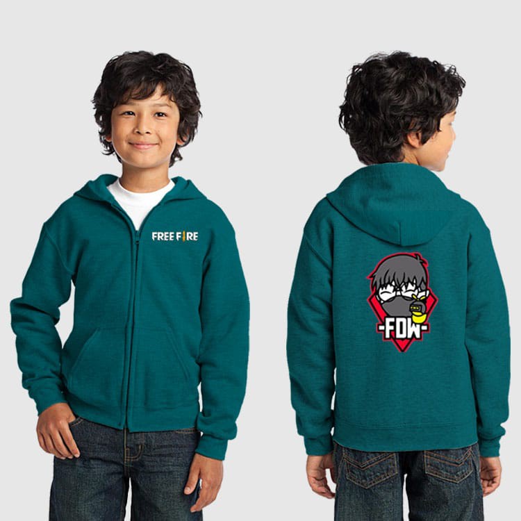 Sweater Zipper anak Free fire FDW jaket sweter ff fdw