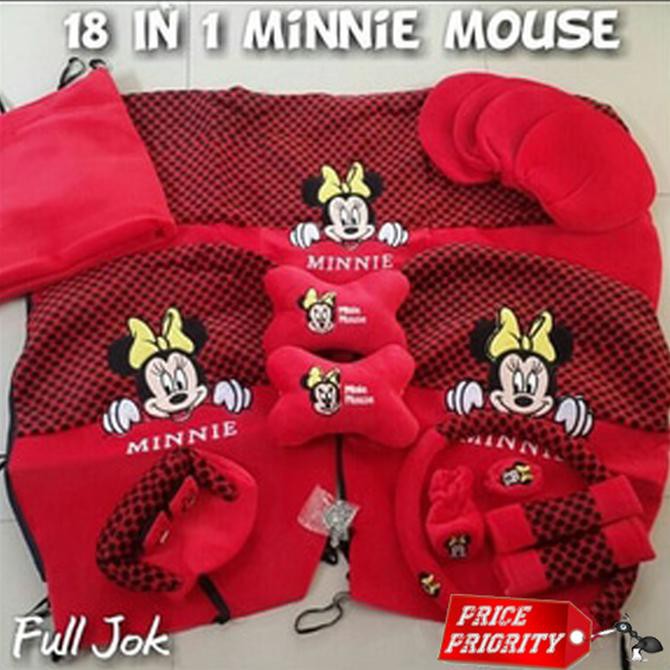 BERKUALITAS Sarung Jok Mobil Agya Ayla Minnie Mouse Karakter Lucu -OTOGEAR