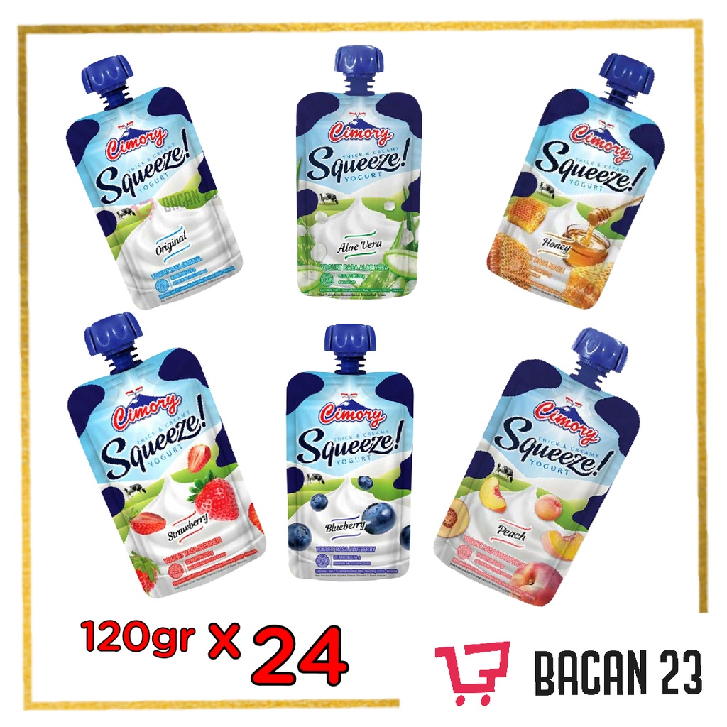 Cimory Squeeze Yogurt (120grx24Pcs) ( Blueberry - Strawberry - Honey - Peach - Original - Aloevera )